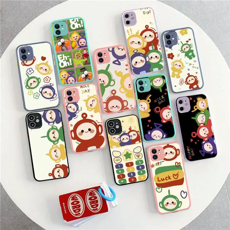 

Lovely T-Teletubbies Phone Case for iPhone 14 11 12 13 Mini Pro Max 8 7 Plus X XR XS MAX Translucent Matte Cover