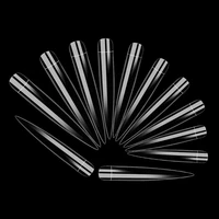 12pcbag 4xl transparent natural stiletto nail tips extra long tapered square straight acrylic nail tips