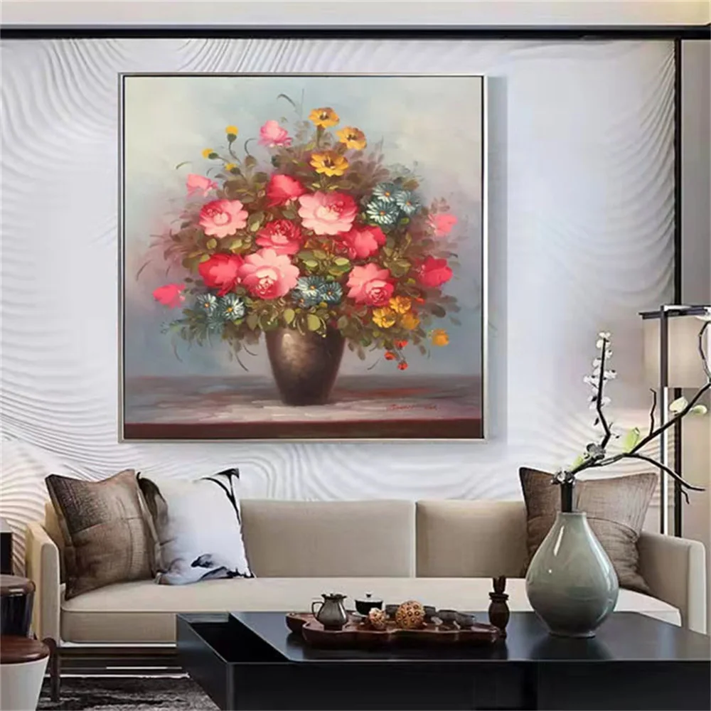 

Настенная картина ручной работы с изображением цветов на холсте, пейзаж-цветок, масляная живопись, абстрактная современная домашняя гостиная, кабинет, крыльцо, ландшафт