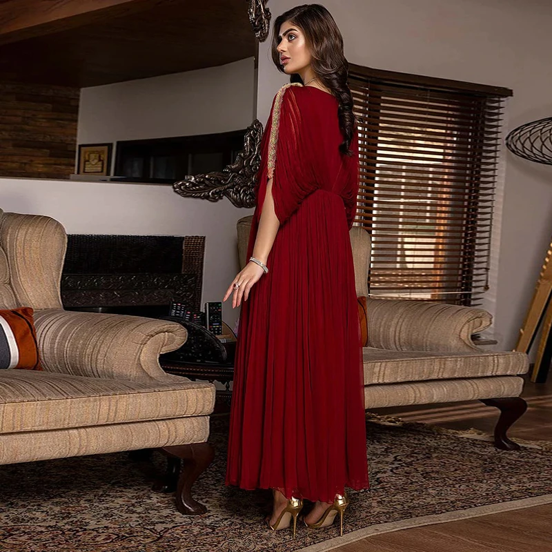 Pleated Long Muslim Chiffon Tunic Summer Dress Women 2022 Dubai Evening Hijab Turkish Islamic Traditional Arabic Dress Clothing
