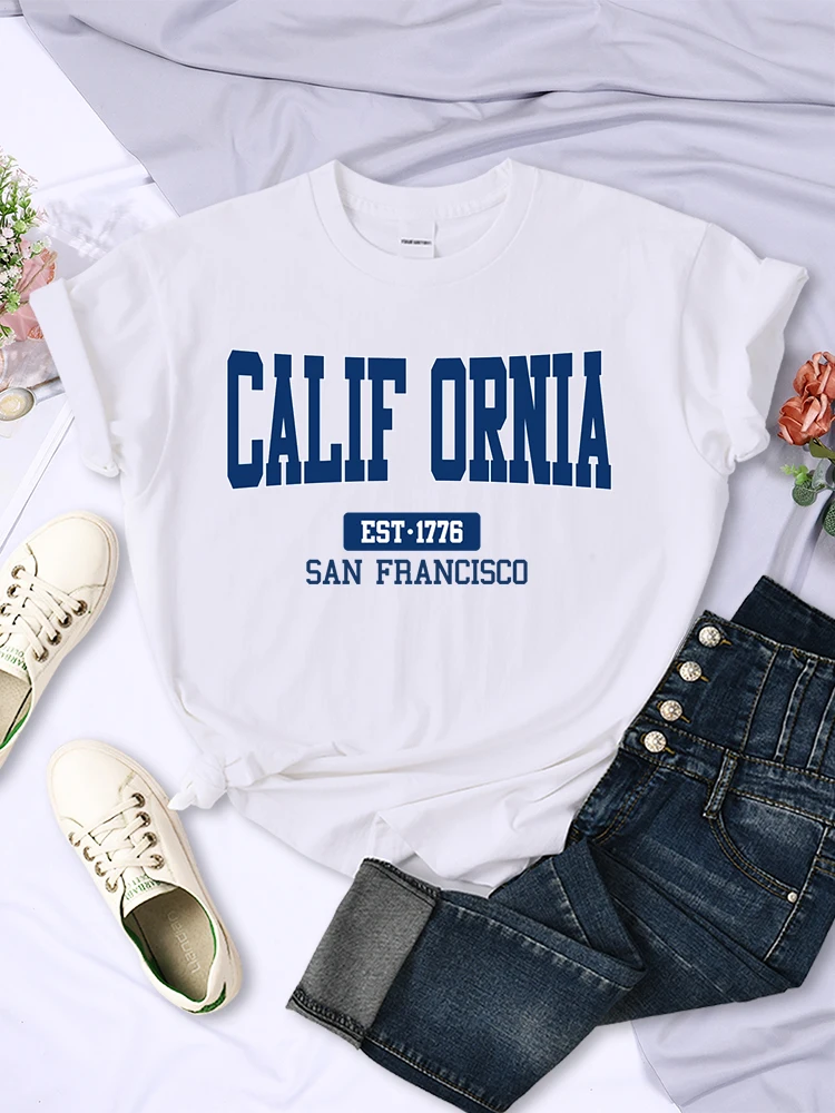 

Футболка California Est.1776 с надписью «Сан-Франциско», женская модная повседневная футболка, уличный кроп-топ в стиле Харадзюку, дышащие Забавные футболки