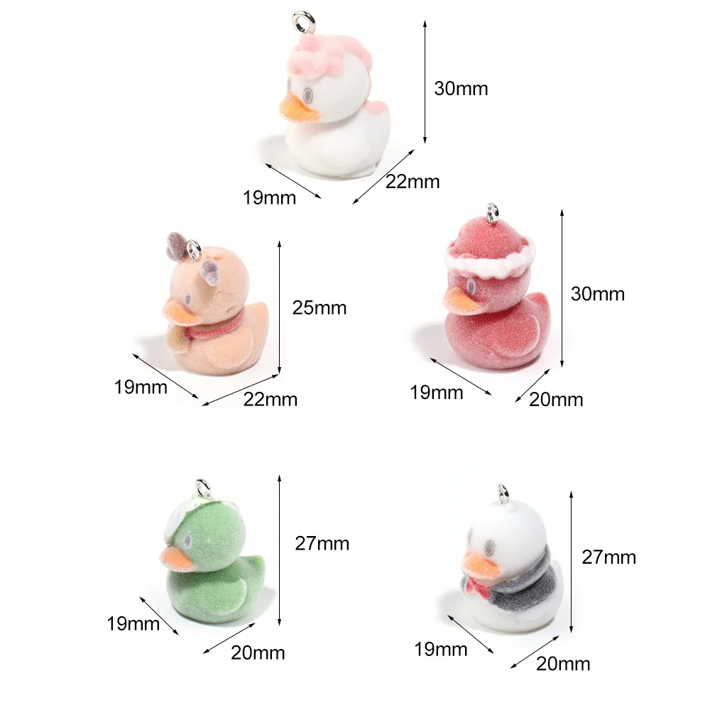 20 шт. 3D милый Флокированный Мини Красочный утка очаровательные Мультяшные