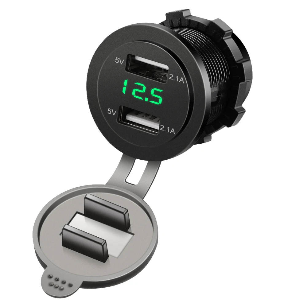 

Автомобильный прикуриватель Extractme 4,2 А, автомобильное двойное USB-разъем для зарядного устройства, 12 В, 24 В, быстрая зарядка, светодиодный адаптер для вольтметра, разветвителя