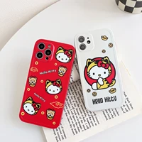 sanrio hello kitty creative tiger texture phone cases for iphone 13 12 11 pro max xr xs max x 78plus girl shockproof soft cover