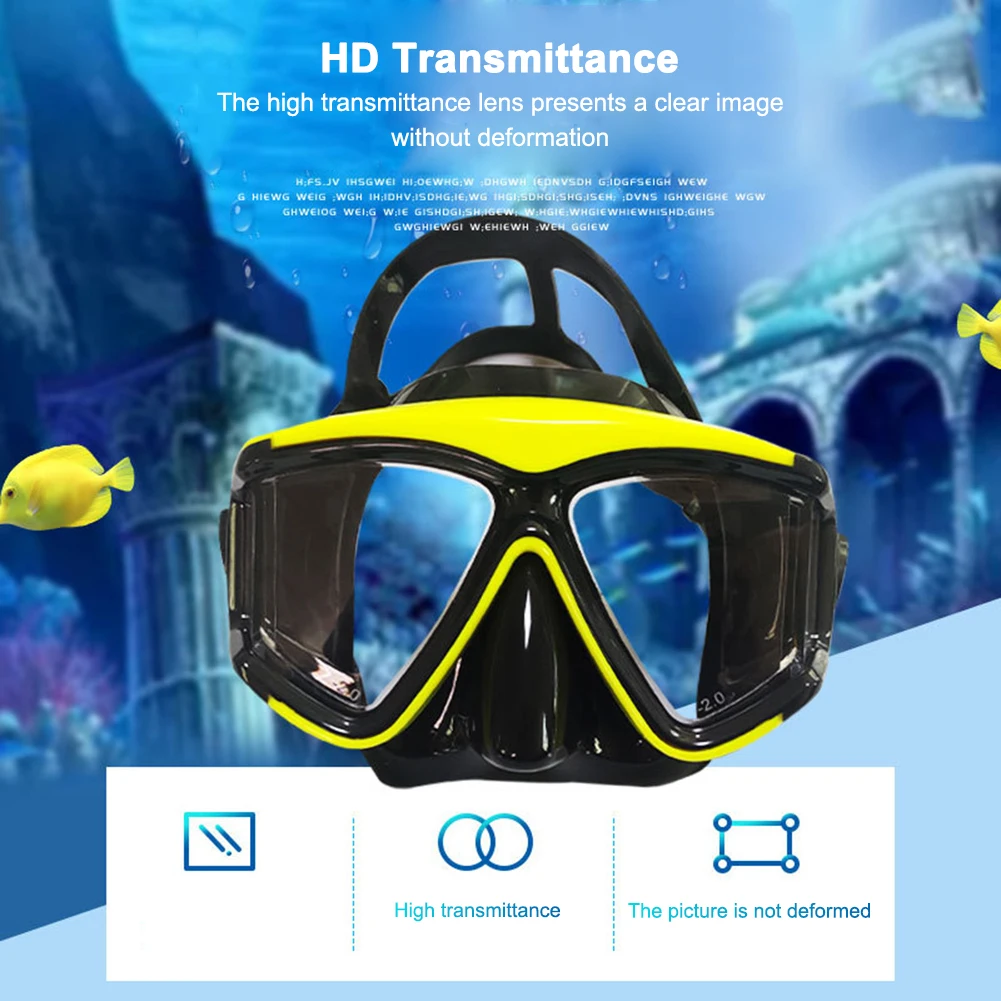 

Professional Scuba Diving Full Face Masks Goggles Snorkeling Glasses Underwater Swimming Equipment for Adult Adjustable Headband