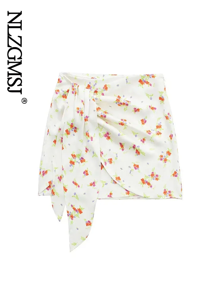 

Мини-юбка женская трапециевидная с цветочным принтом и бантом, 2022