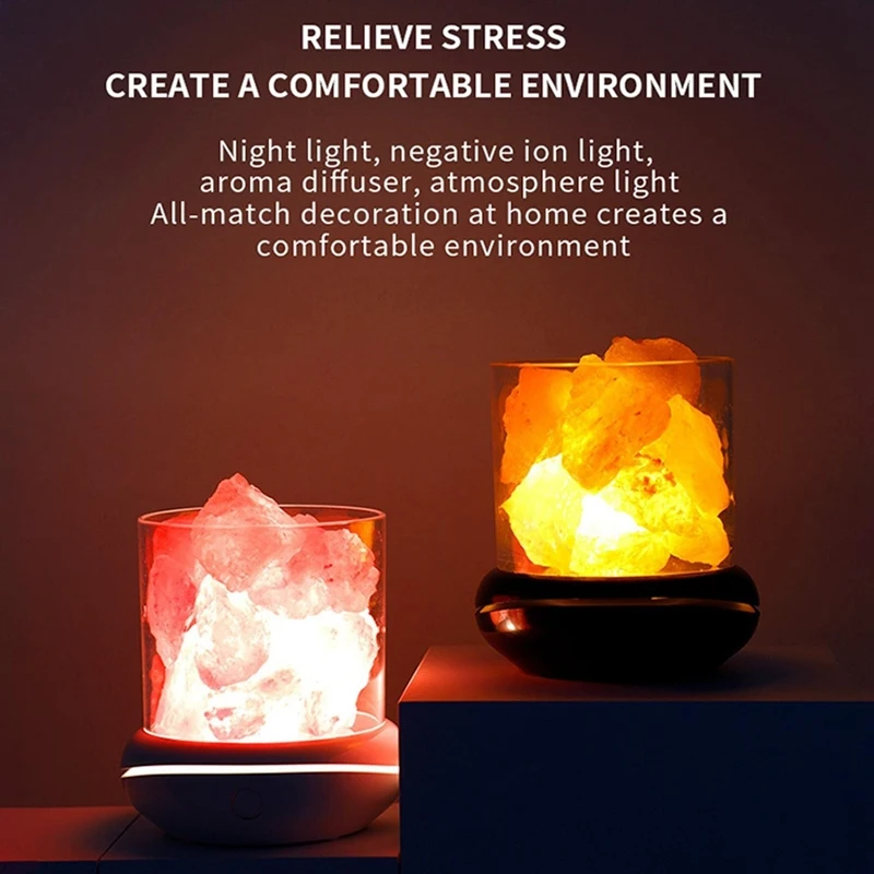 

Aroma Diffuser Crystal Salt Stone Night Light Mist Humidifier USB Essential Oil Diffuser Humidifier For Car Home
