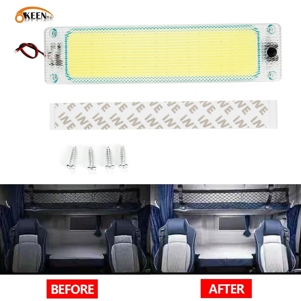 

OKEEN 10W LED Panel Light COB Interior Reading Lights Bulb For Car Caravan RV Camper Truck Dome Lamp 12V-24V Auto Accessories