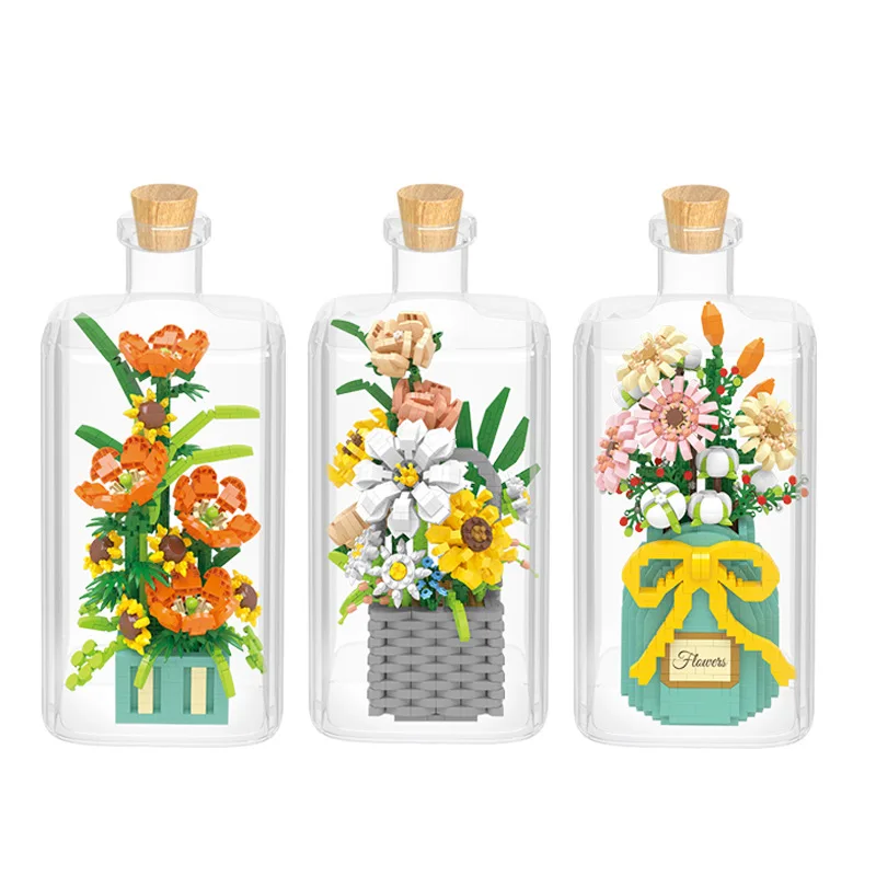 

Креативная и веселая Цветочная ваза, бутылка для дрифтинга, украшения для офиса и стола, микро-строительные блоки, кирпичи, игрушки, подарки