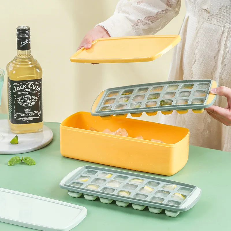 

Ice Cube Tray with Lid and Bin 21- Ice Cube Molds for Freezer Ice Container Comes with Scoop and Cover Ice Cube Molds &