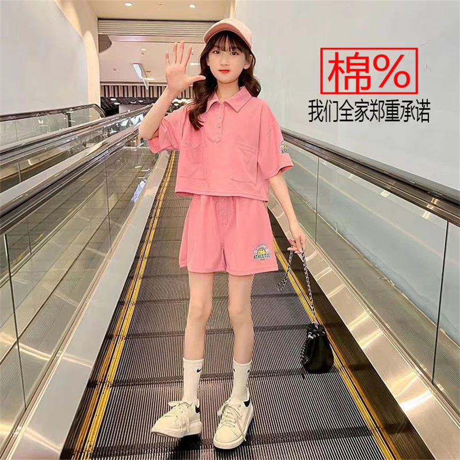 девочки 12-14 лет Комплект для девочек из двух предметов, футболка и шорты, повседневный спортивный костюм для детей 7, 8, 10, 12, 14 лет, летняя одежда | AliExpress
