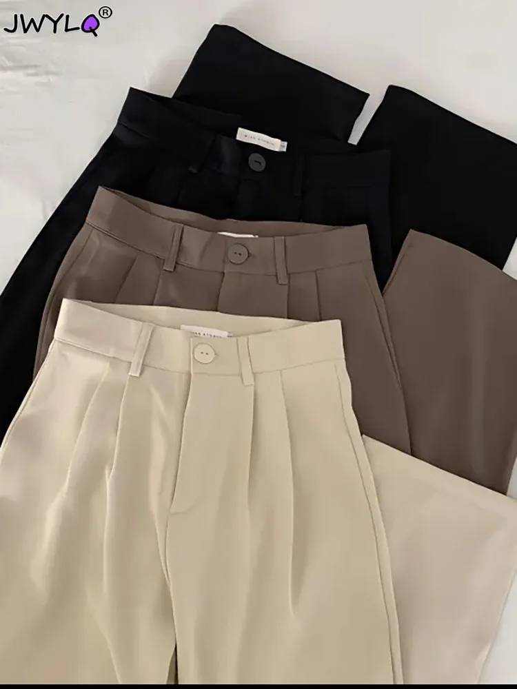 High Waist Office Ladies Baggy Pants Womens Spring Summer Straight Suit Trousers Casual Jogger Trousers Ankle-length Pantalones