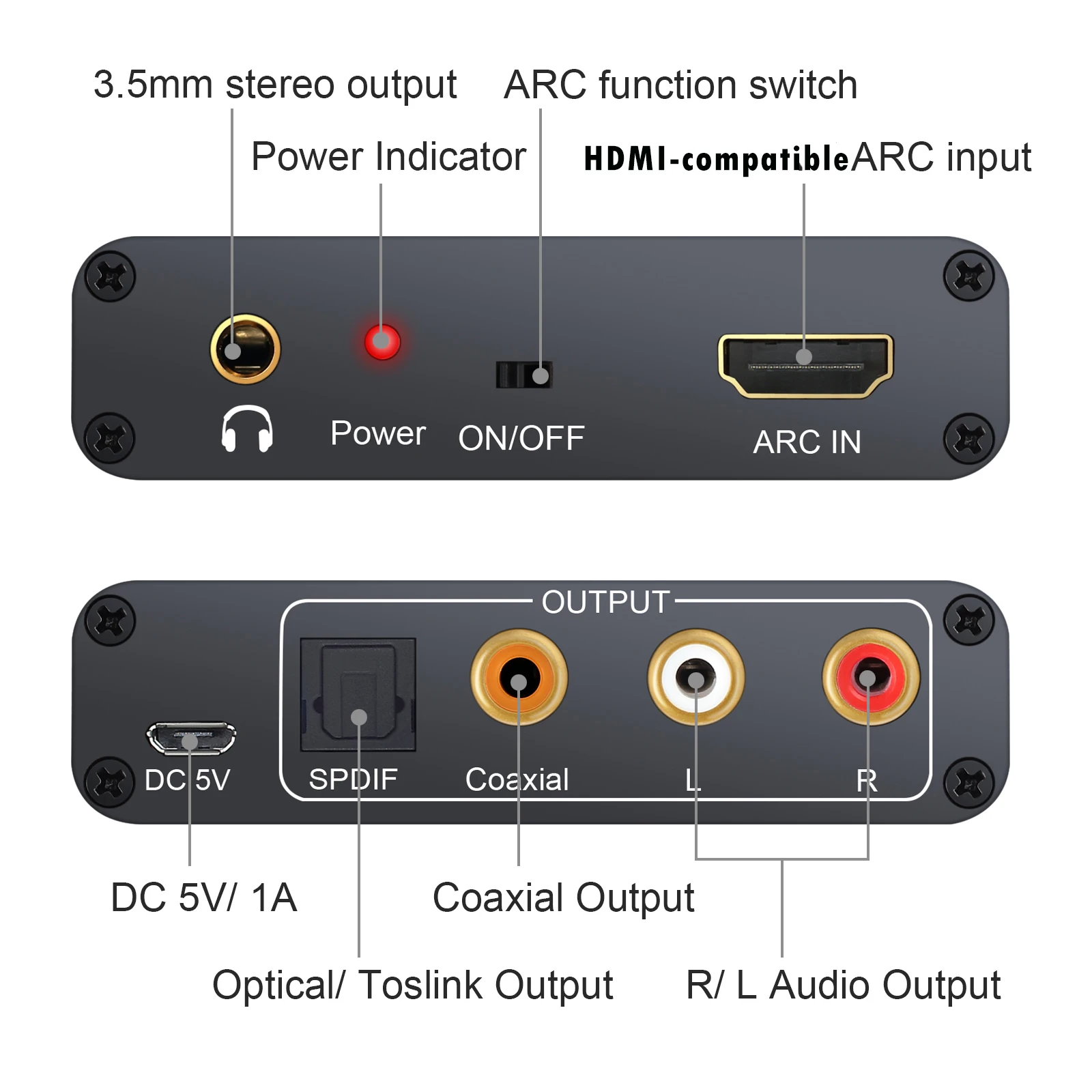 192 кГц ARC аудио адаптер конвертер HDMI вход в SPDIF коаксиальный RCA стерео 3 5 мм