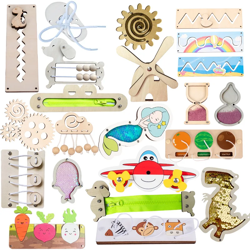 Tablero ocupado Montessori de madera, accesorios de Material para manualidades, ayuda didáctica para bebés, juguete de habilidad de aprendizaje para la Educación Temprana, juegos de mesa