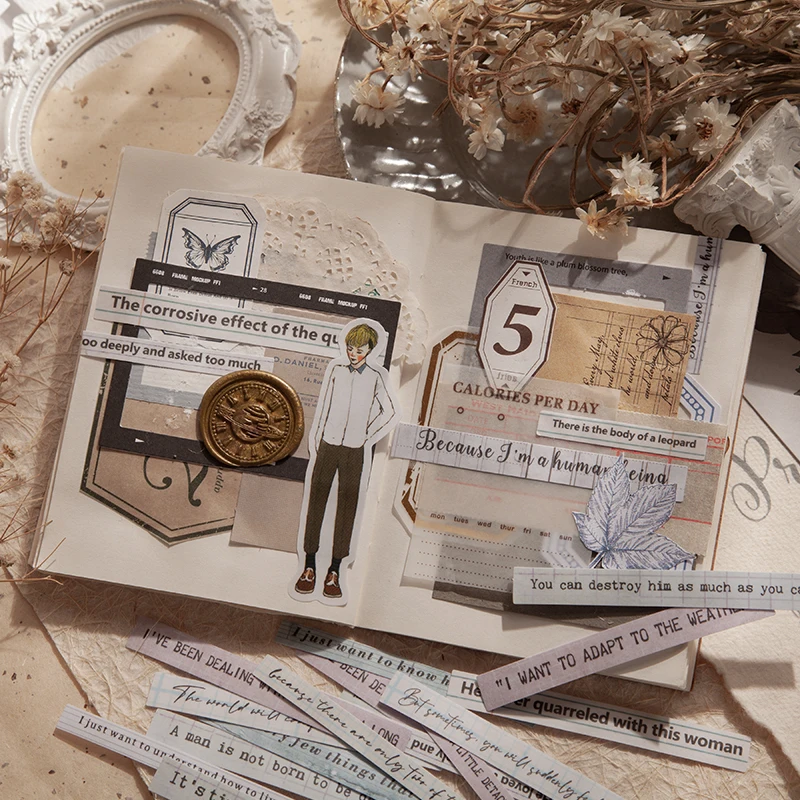 

Yoofun 60pcs/lot Retro Hemingway Excerpts Words Sticker for Bottle Junk Journal Planner DIY Scrapbooking Label Stationery