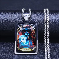 tarot the devil stainless steel glass geometry necklace necklaces for menwomen silver color jewelry bijoux homme nxs06