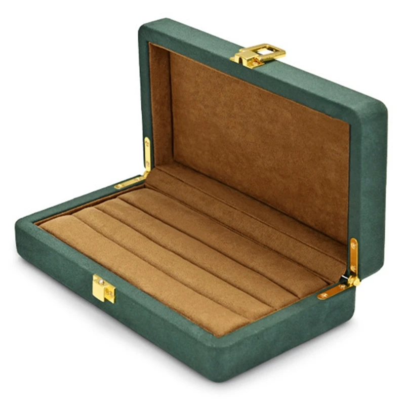 

Green Multi-Function Velvet Ring Display Box With Microfiber Jewelry Organizer Case For Pendant Bracelet