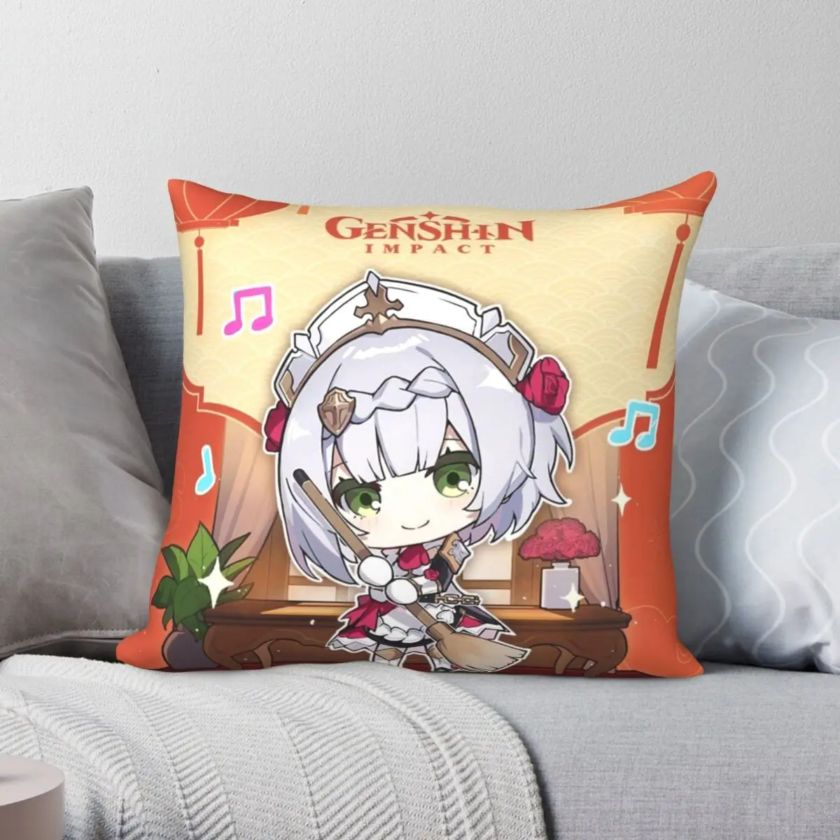 

Noelle Genshin Противоударная Подушка Чехол из полиэстера льняной бархатной ткани креативная Декоративная Подушка на молнии чехол