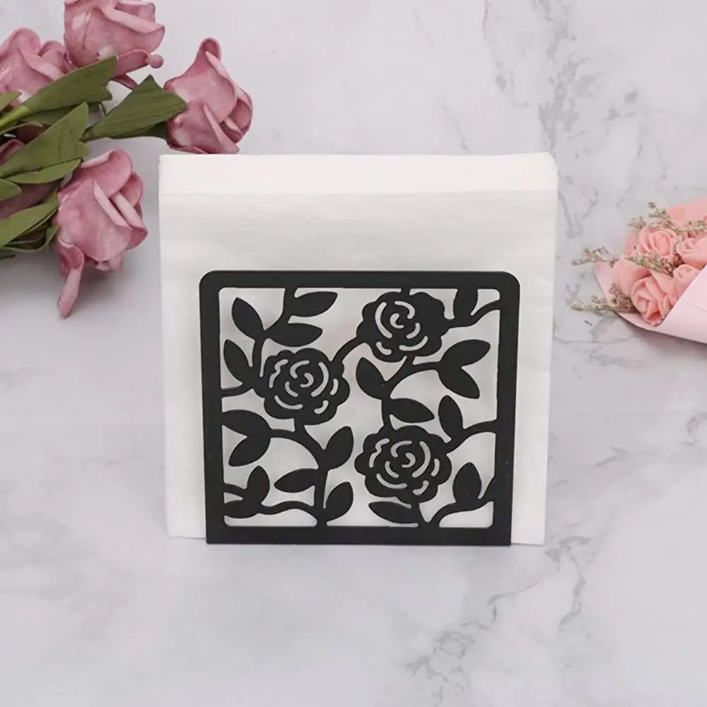 

Stylish Tissue Dispenser Non-slip Artistic Look Non-fading Black Table Napkin Holder Kitchen Napkin Holder Decorate