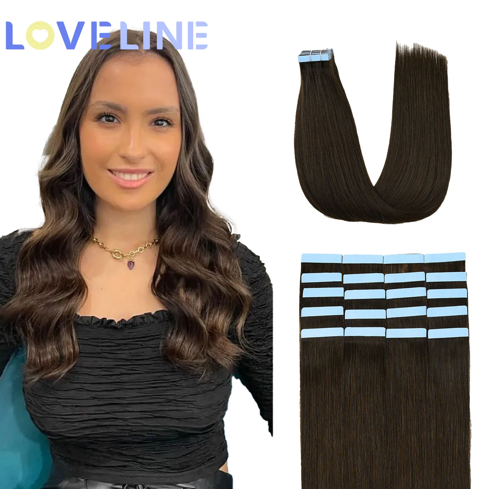 LOVELINE 20 шт. 50 г коричневая лента для наращивания волос человеческие волосы Remy