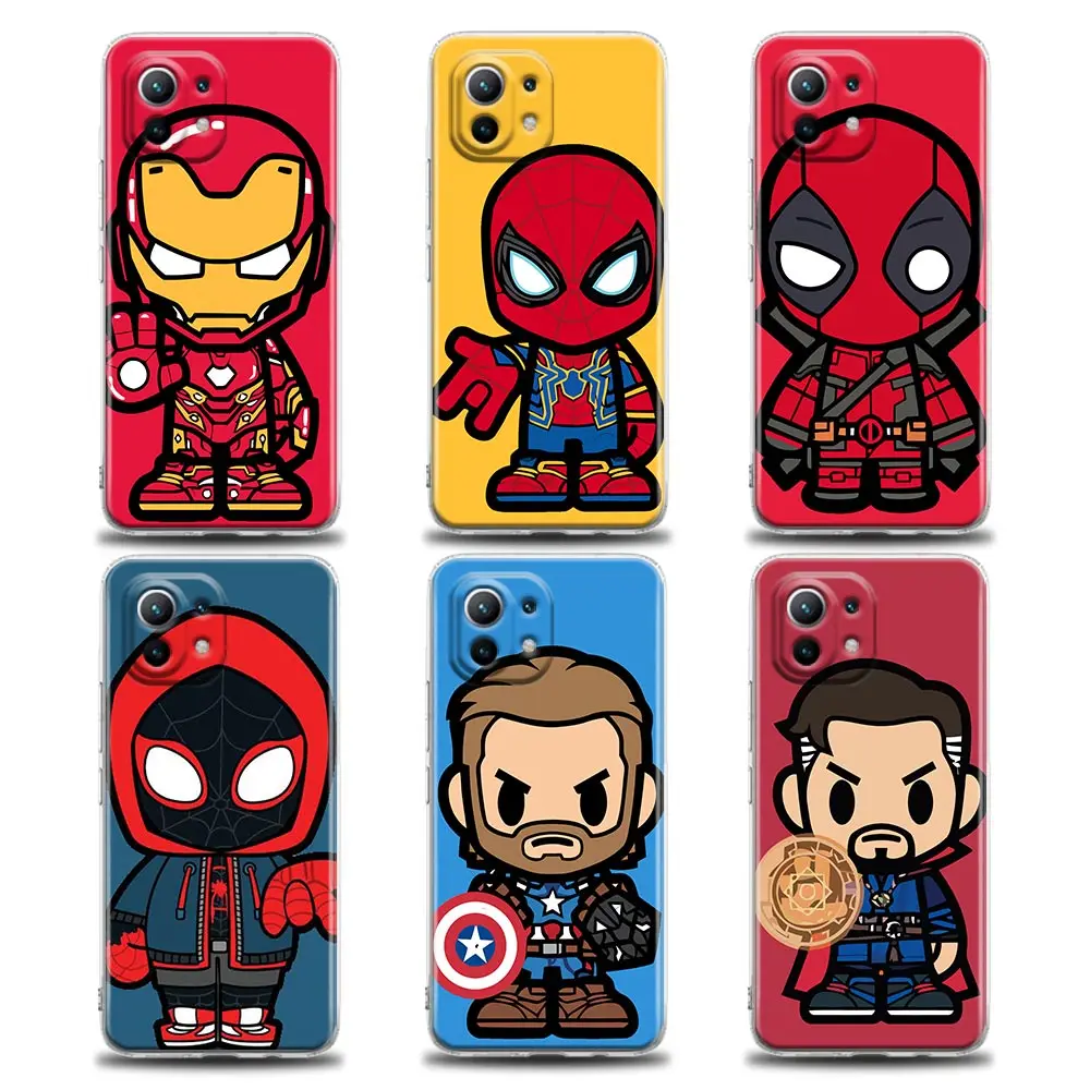 

Transparent Case For Xiaomi Mi 12 11 Lite 5G NE 12X 13 11T 12T Pro 9T 10 Poco X3 Pro NFC M3 F3 M5s Cover Marvel Avengers Ironman