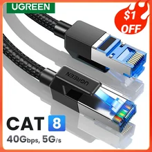 UGREEN CAT8 Ethernet Cable 40Gbps 2000MHz CAT 8 Networking Cotton Braided Internet Lan Cord for Laptops PS 4 Router RJ45 Cable