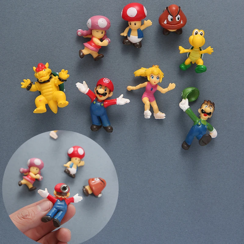 8 шт. Super Mario Bros магниты на холодильник наклейка аниме Луиджи Боусер 3d доска