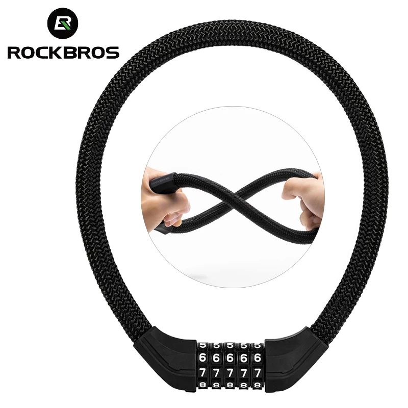 

Велосипедный Замок ROCKBROS с паролем, безопасная трикотажная оболочка, стальной трос с защитой от кражи, портативный, строительный замок, аксе...