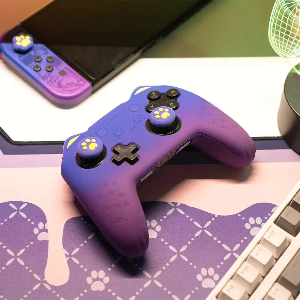 

Blue Purple Cat Paw Silicone Soft Shell Gamepad Skin For Nintendo Switch Pro NS Game Controller Case Thumb Stick Grip Cap Cover