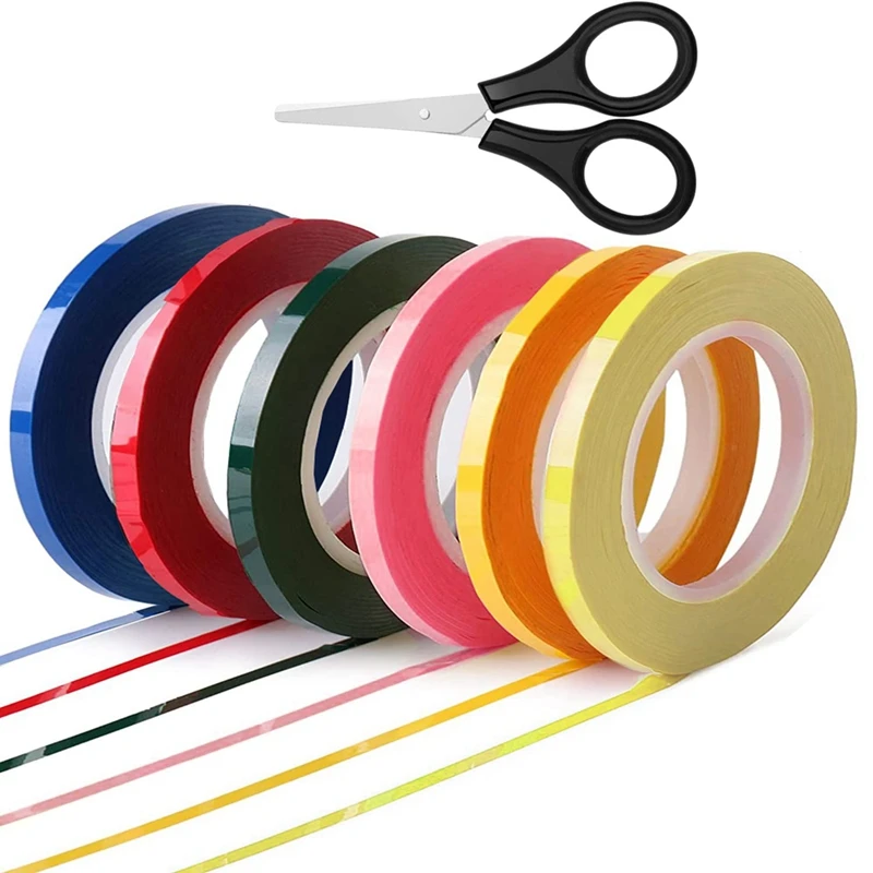 6 шт. тонкая лента для графического искусства многоцветная самоклеящаяся из ПЭТ