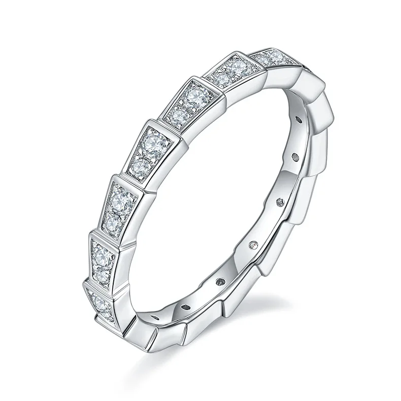 Creative Luxurious Snake Shaped 0.5CT Moissanite Exquisite S925 Women's Ring For Fashion Party Commuting Jewellery