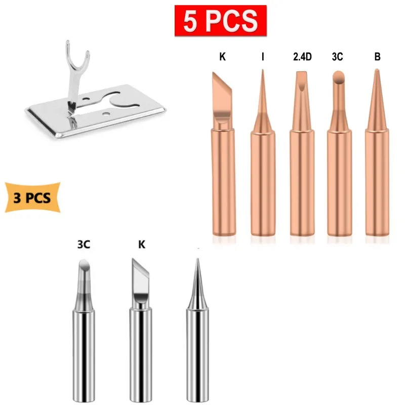 

5PCS Copper Iron Tip I/B /K/2.4D/3C Set 900M T Welding Tip Head Tools Inside Hot Bare Copper Electric Soldering Iron Welding