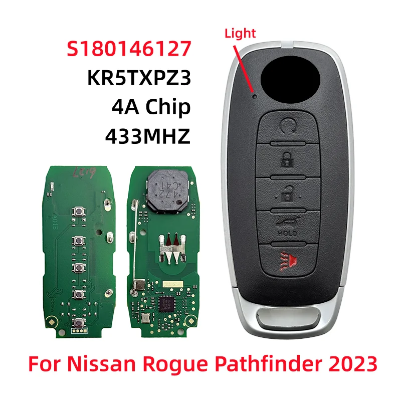 

S180146127 KR5TXPZ3 433 МГц 4A чип для Nissan 2023 2024 Pathfinder Rogue Kicks дистанционный ключ умный брелок без ключа 285E3-7LA7A 5 кнопок