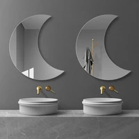 art irregular bathroom mirror touch control moon frameless makeup mirror aesthetic large espejo pared vanity accessories eb5jz