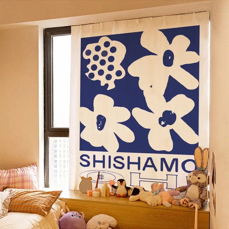 

Nordic ins bedroom dormitory household simple curtain cloth paste punch-free shading inventory clearance cloth