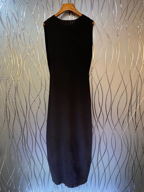 

2022 new women fashion sleeveless V-neck sexy slim slim long skirt feminine dress 721