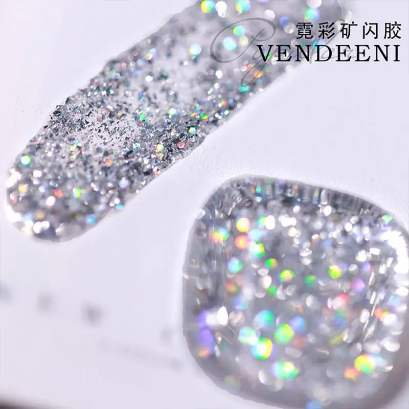 

VDN NEW Top Coat Glitter UV Gel Polish 2 IN 1 Flake Diamond Topcoat No Wipe Semi Permanent Varnish Manicure Gellak