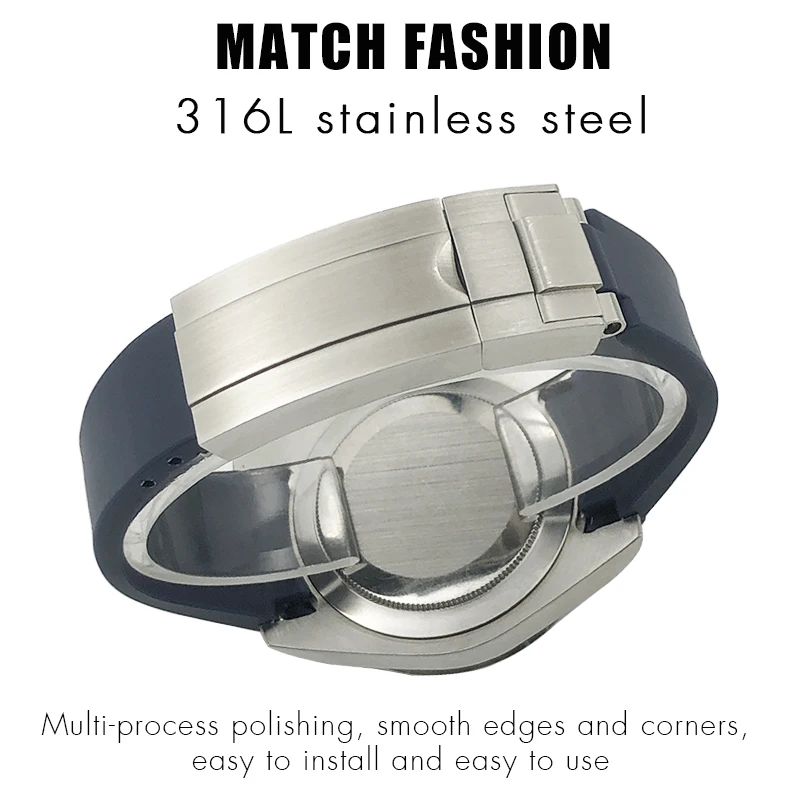 20mm 21mm 22mm 19mm 18mm Rubber Watchband for Rolex Submariner DAYTONA GMT Yacht-Master Silicone Strap Black Watch Band Bracelet