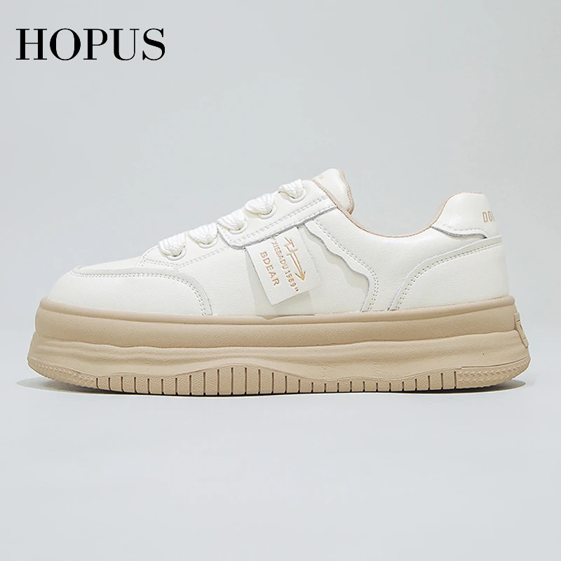 

Кроссовки HOPUS женские кожаные, Повседневные Дышащие Мягкие Нескользящие белые, на платформе, весна 2023