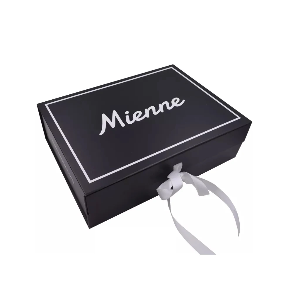

Custom Wedding Folding Gift Box with Ribbon Big Cardboard Box Logo Gold Foil for Apparel Skincare Shoes Packaging