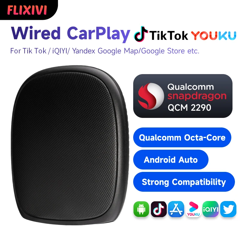 Беспроводной CarPlay Ai Box QCM6125 Android 13 Plus 4GLTE авто Apple Car Play потоковая коробка 8 грамм