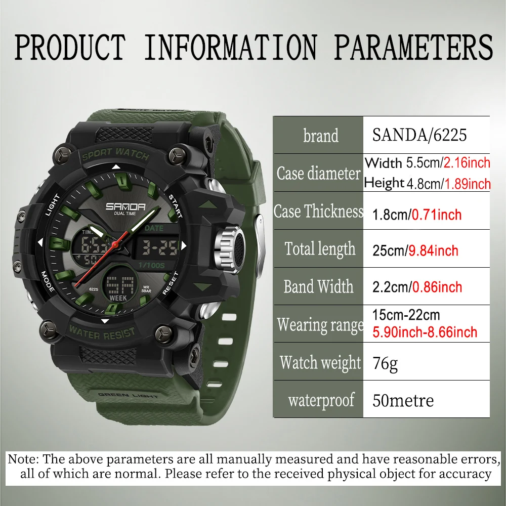 Часы наручные SANDA Мужские Аналоговые модные спортивные цифровые