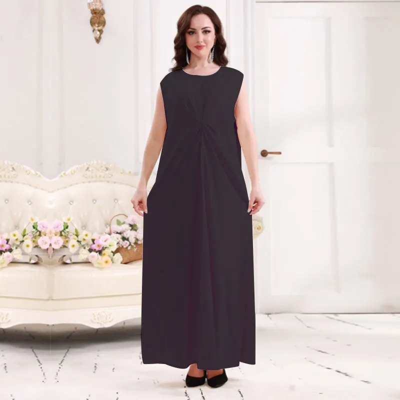 Muslim Dress Vest Summer Fashion Bottom Sleeveless Long Robes Abaya Femme Largos Vestidos Arabes Dubai Y Turcos