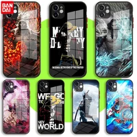 bandai black soft glass case for iphone 13 11 12 mini pro max xs xr x 7 8 6 plus se2 silicone cover one piece japanese anime