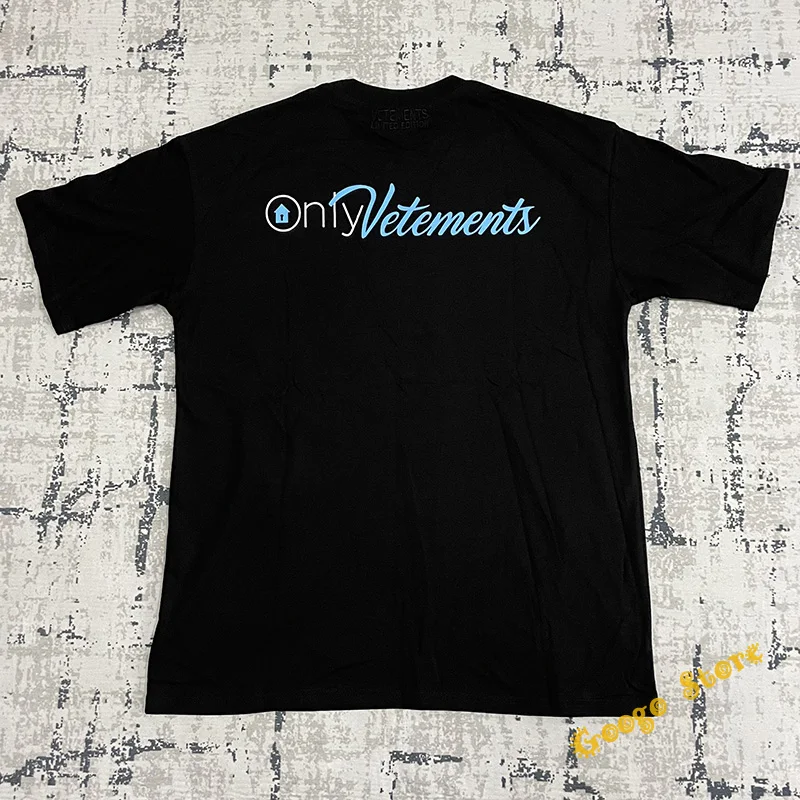 

Новинка, синяя футболка 23SS с принтом букв и логотипов, мужская и женская футболка оверсайз для пары, уличная одежда VTM с коротким рукавом