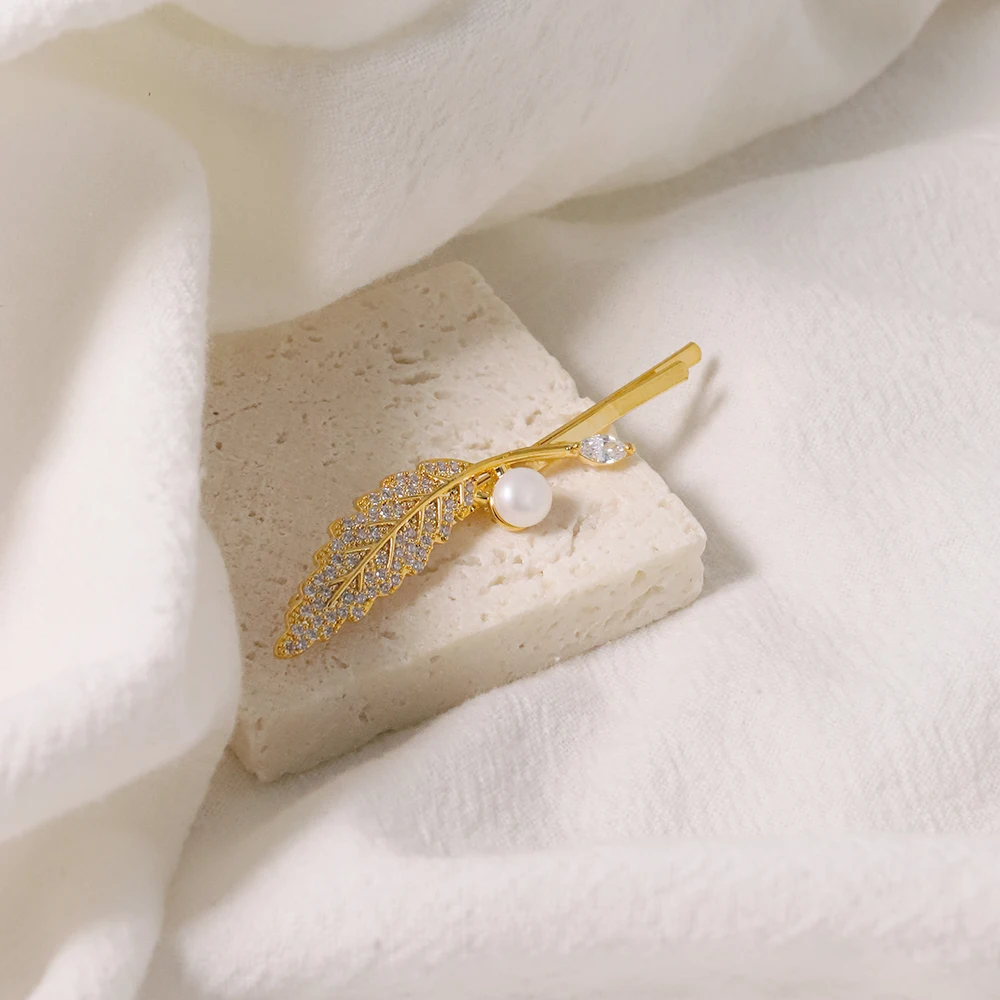 Натуральный пресноводный жемчуг инкрустированный цирконом аксессуары для волос