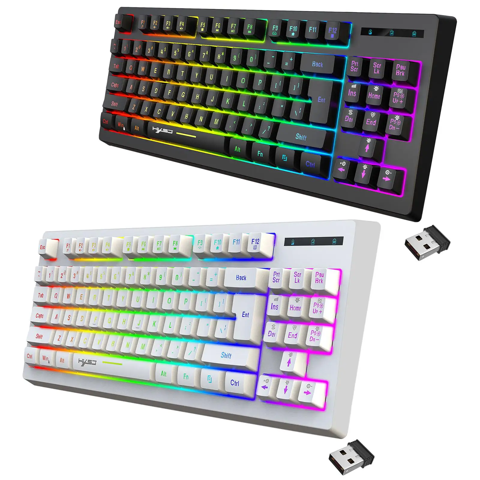 

87Keys 2.4G Wireless Mechanical Keyboard RGB Backlight Long Battery Life 1800mAh Membrane Keyboard for Office Notebook Women Men