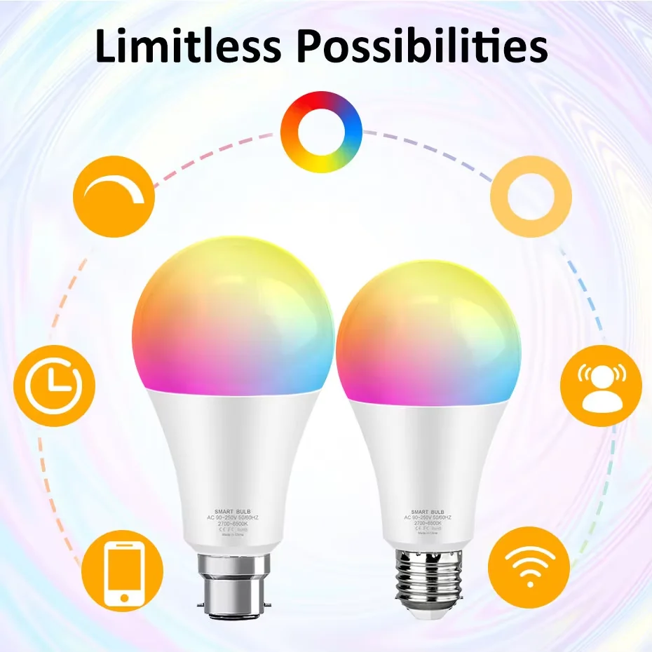Фото Совместимая с Zigbee 3.0 умная лампочка E27 B22 15 Вт RGB с изменением цвета и регулируемой яркостью работает с голосовым командным управлением Alexa Google Home №3