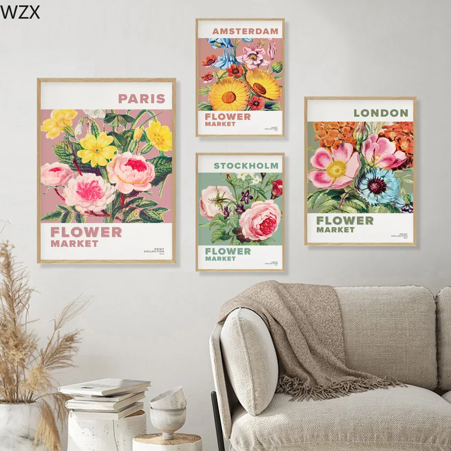 Винтажные настенные картины с изображением цветов и рынков розы для путешествий