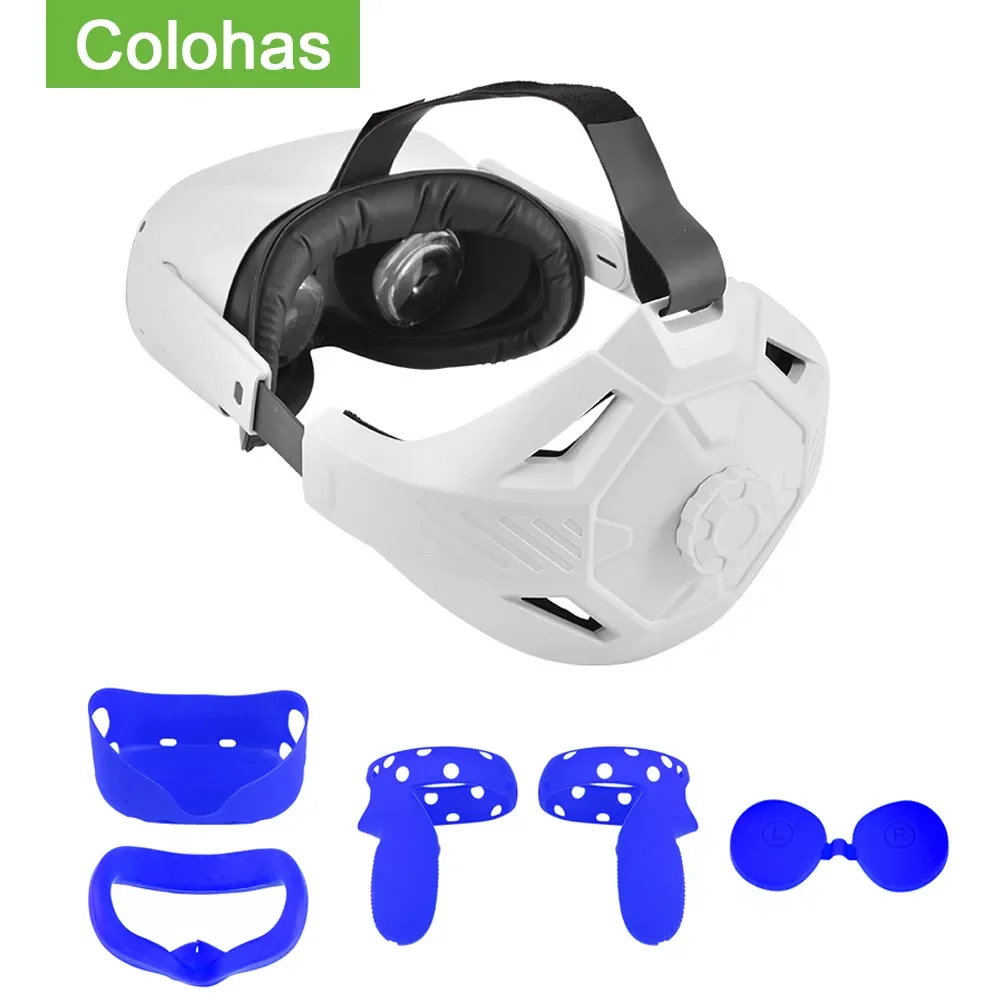 

NEW2023 Adjustable For Oculus Quest 2 Strap Protective Case Silicone Cover For Quest2 Strap Handle Lens VR Accessoires Sets
